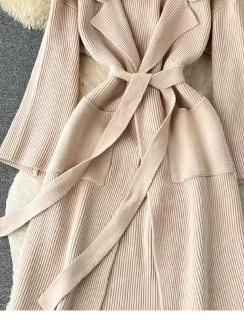NWT β’ GORGEOUS Cream Longline Knit Belted Cardigan Sweater Coat / Coatigan - Picture 8 of 12